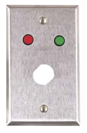Alarm Controls RP-6 Single Gang Stainless Steel Wall Plate, 1/4" Red and Green LEDs, Double "D" Hole